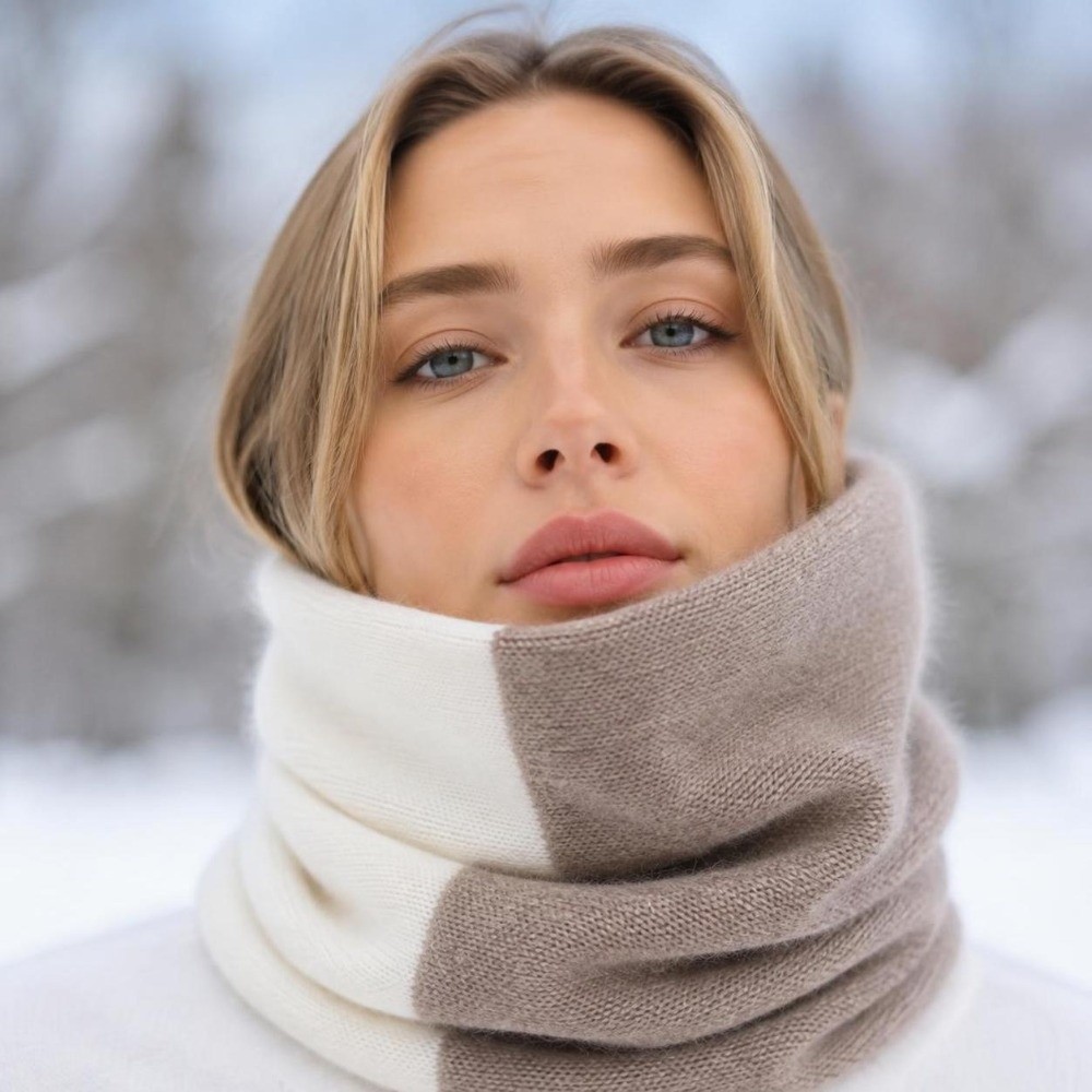 Infinity Scarf Knit - Écharpe infinie à coloris doux, coupe-vent,