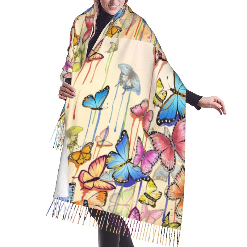 Woven Scarf Blanket - Écharpe d'hiver en cachemire rétro à